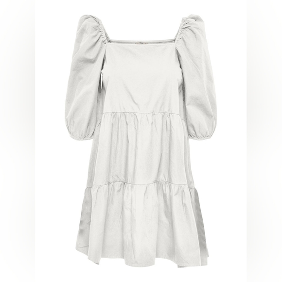 ONLY White Marylee Square neck babydoll tiered dress - Picture 5 of 9